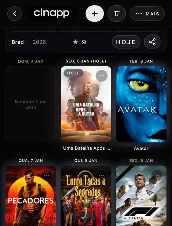Example of a movie schedule